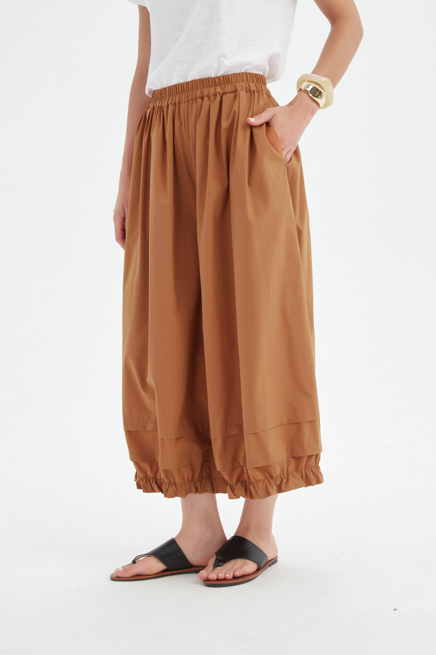 Tirelli Ruffle Cuff Easy Pant - Russet