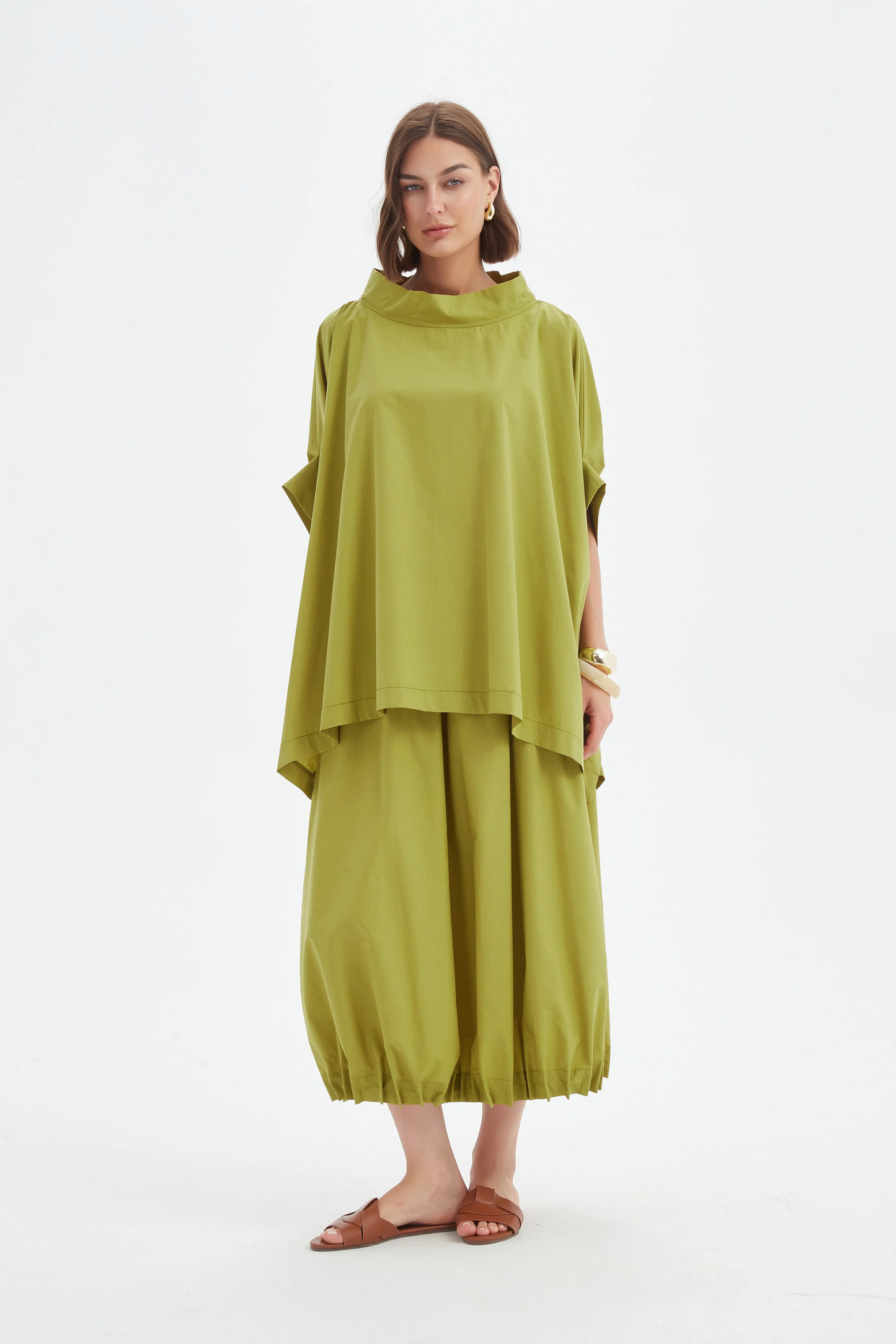 Tirelli Statement Neck Tunic - Split Pea