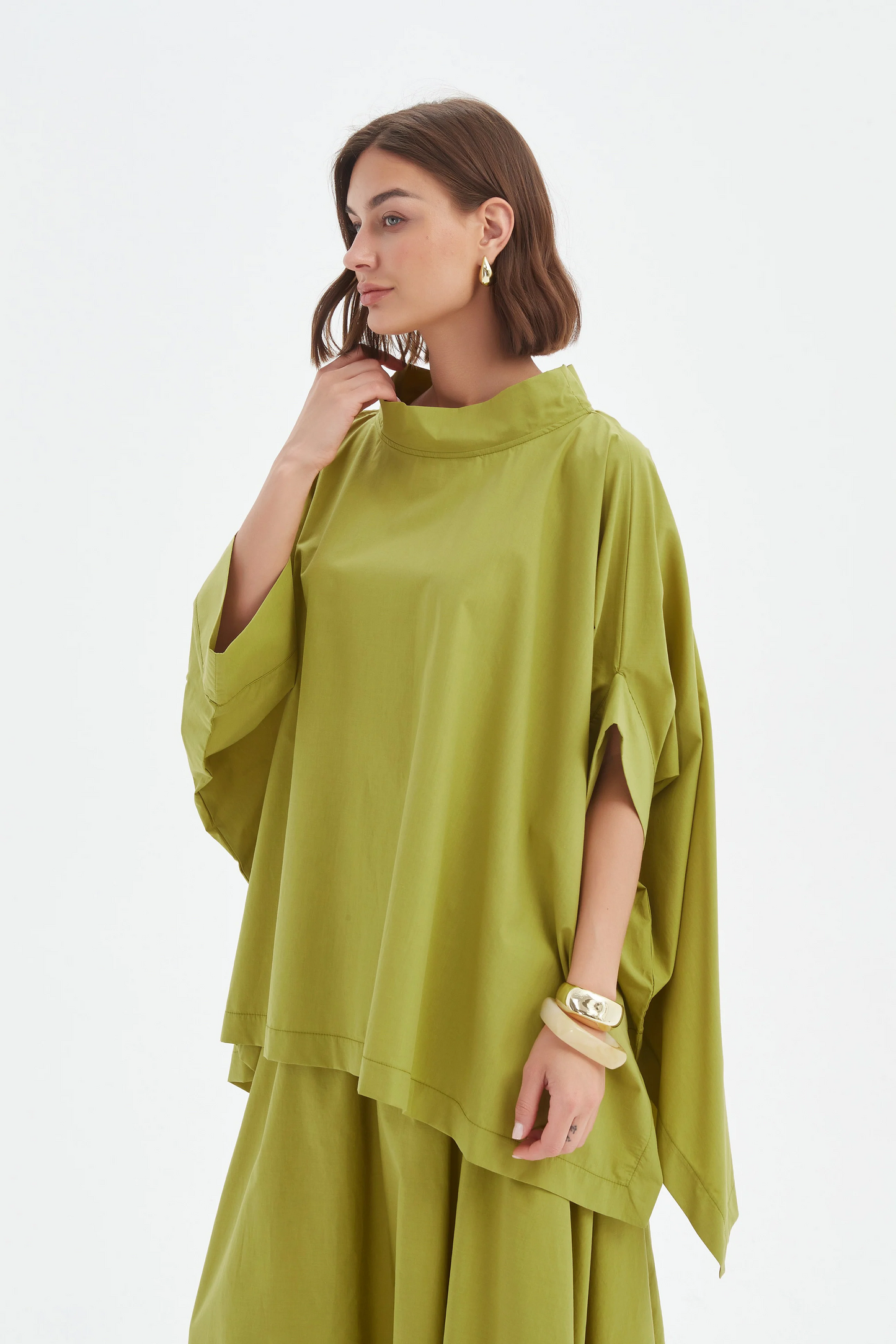 Tirelli Statement Neck Tunic - Split Pea