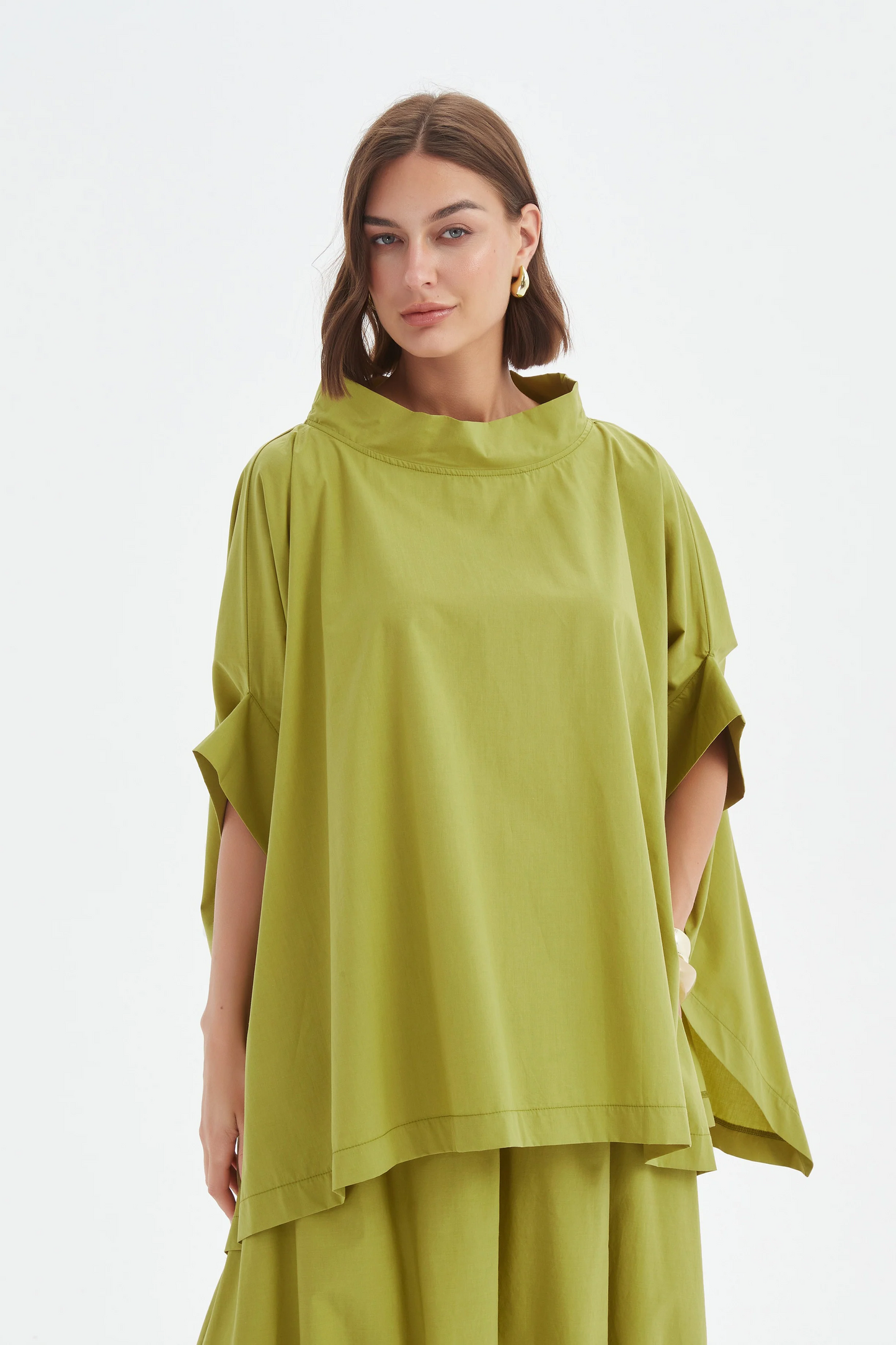 Tirelli Statement Neck Tunic - Split Pea