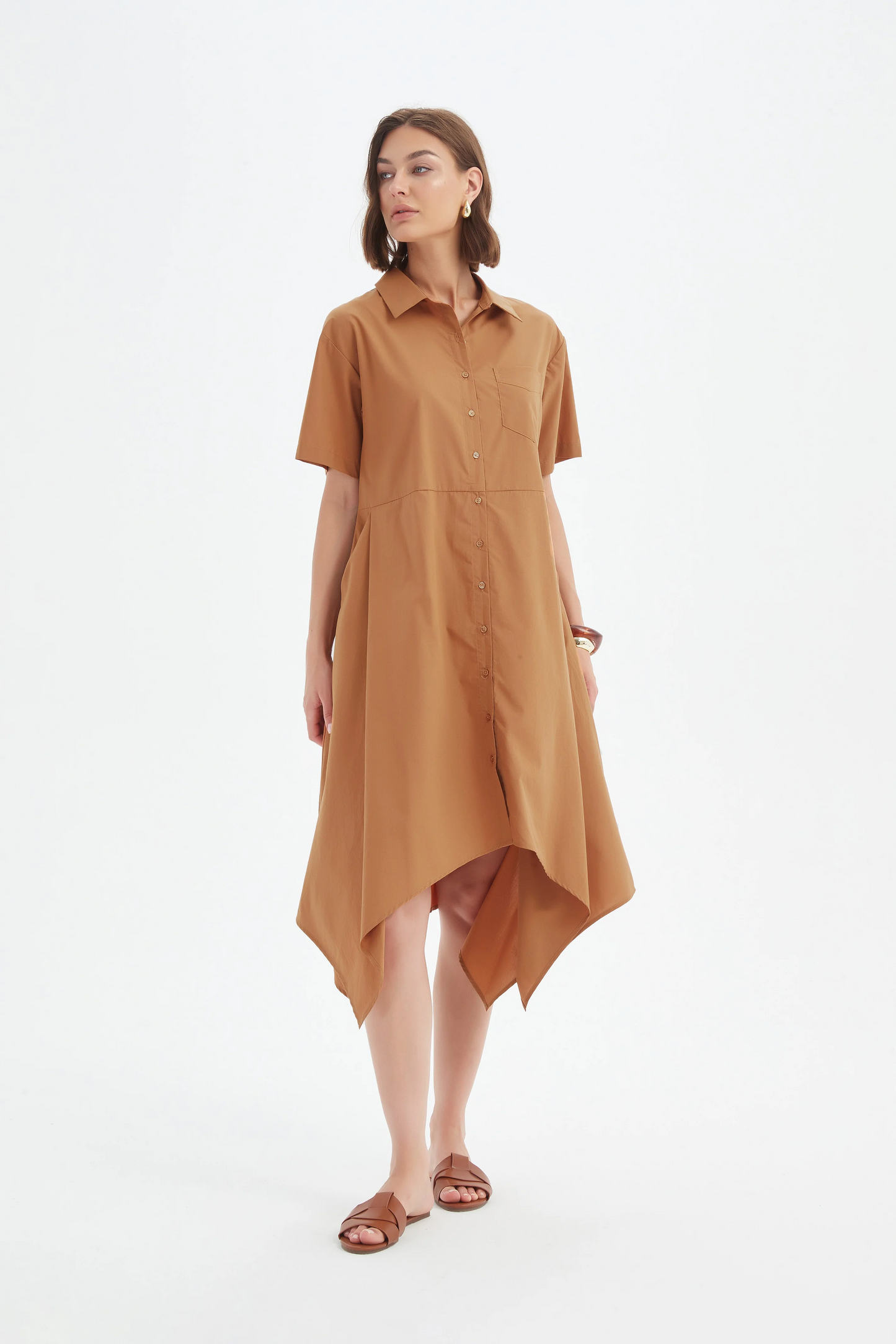 Tirelli Hanky Hem Shirt Dress - Russet