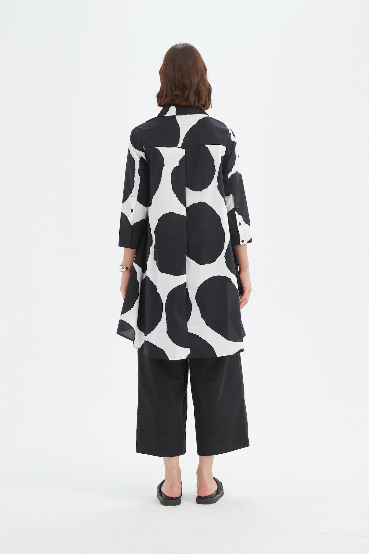 Tirelli Print Swing Back Shirt - Black/White Spot