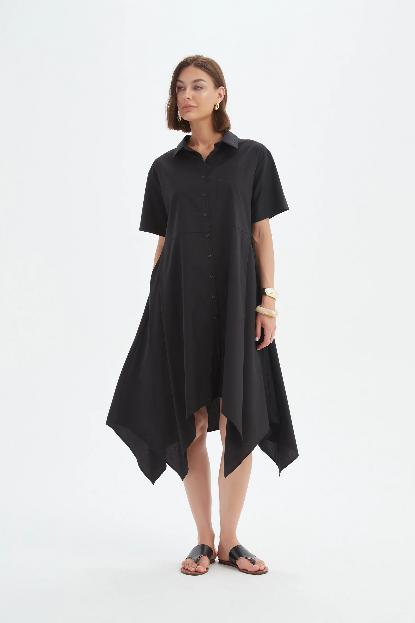 Tirelli Hanky Hem Shirt Dress - Black