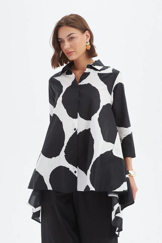 Tirelli Print Swing Back Shirt - Black/White Spot