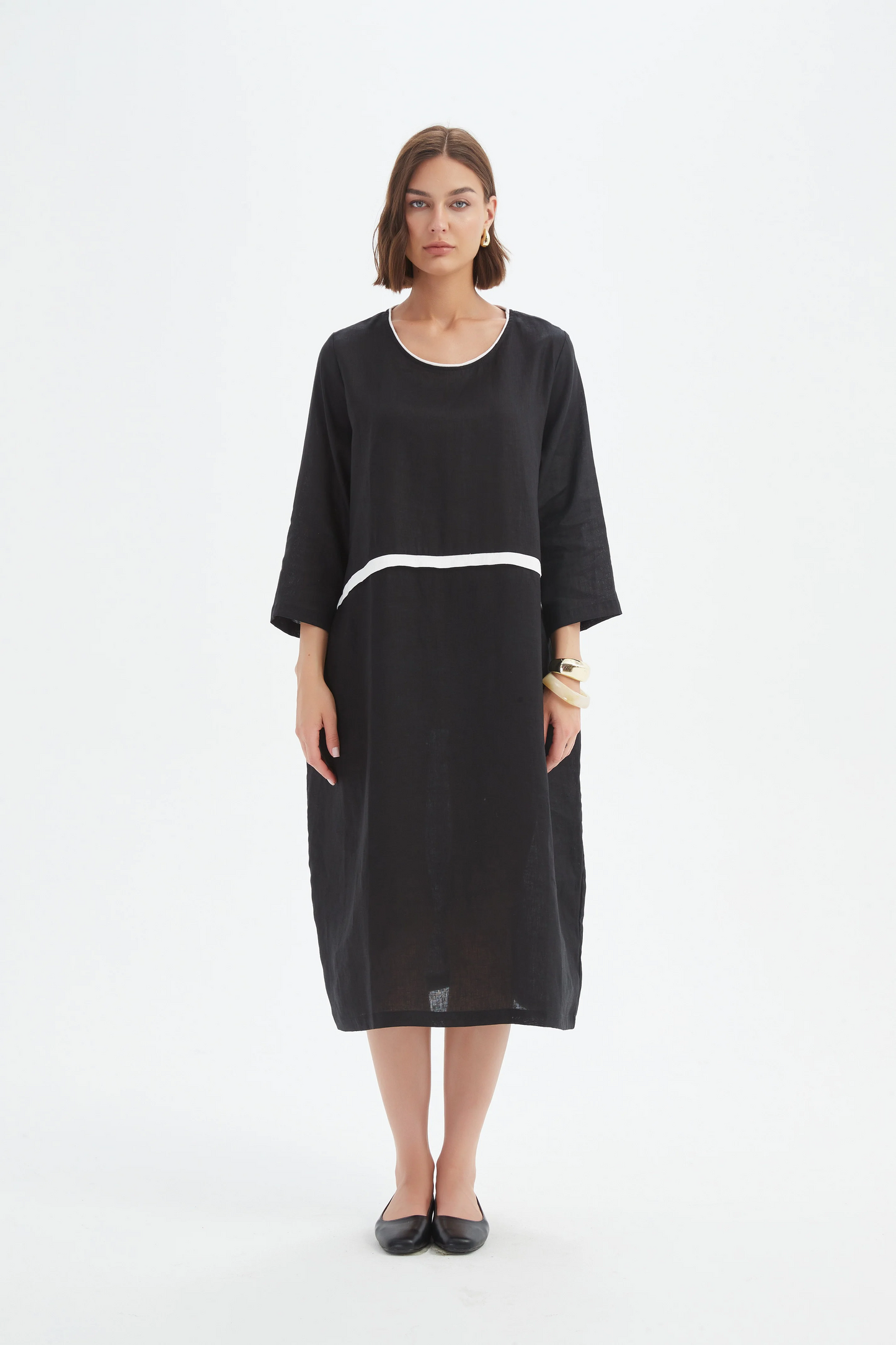 Tirelli Contrast Trim Ovoid Dress - Black