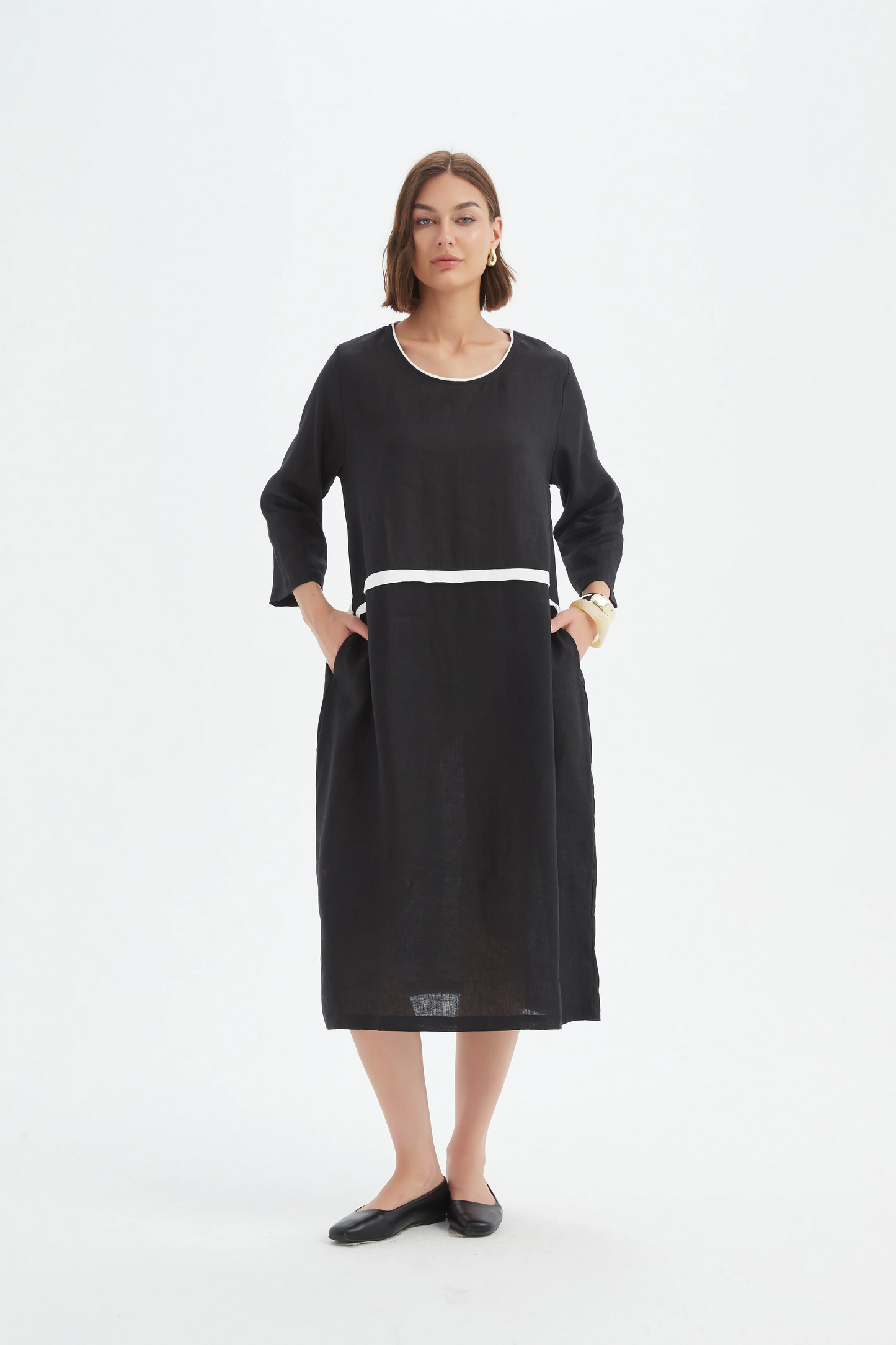 Tirelli Contrast Trim Ovoid Dress - Black