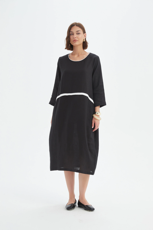Tirelli Contrast Trim Ovoid Dress - Black