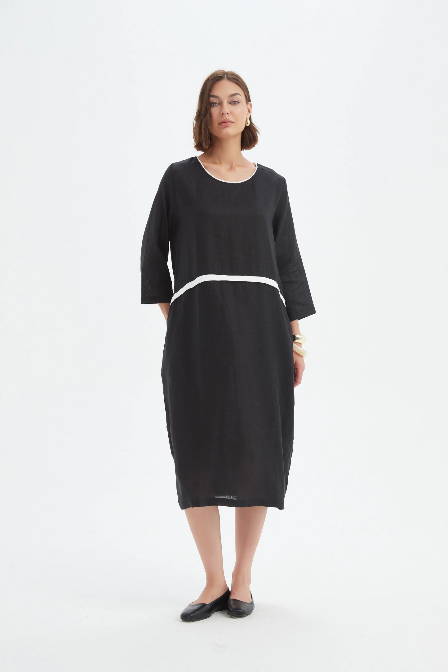 Tirelli Contrast Trim Ovoid Dress - Black