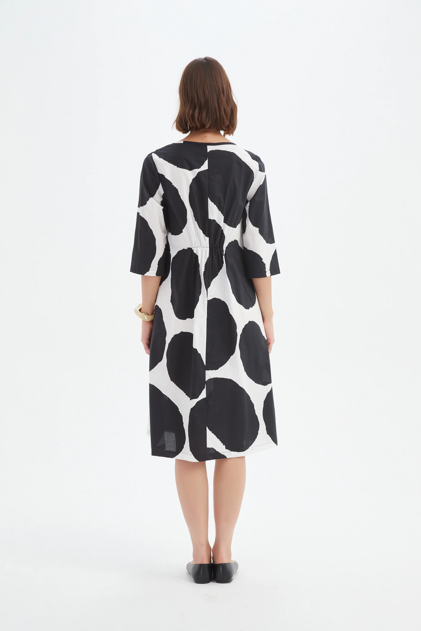 Tirelli Curve Seam Poplin Dress - Black/White Spot