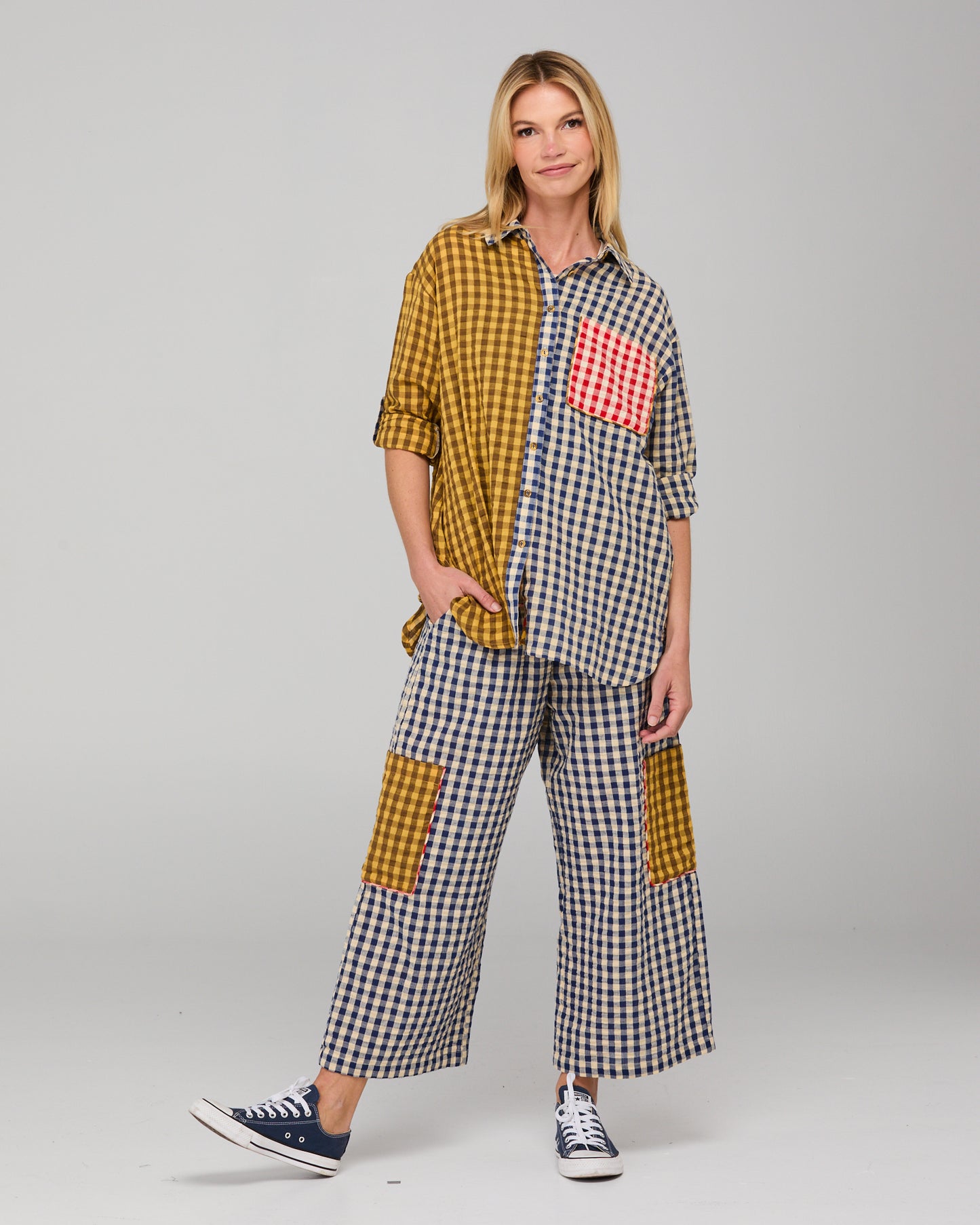 Boom Shankar Evelina Pant - Navy Spliced