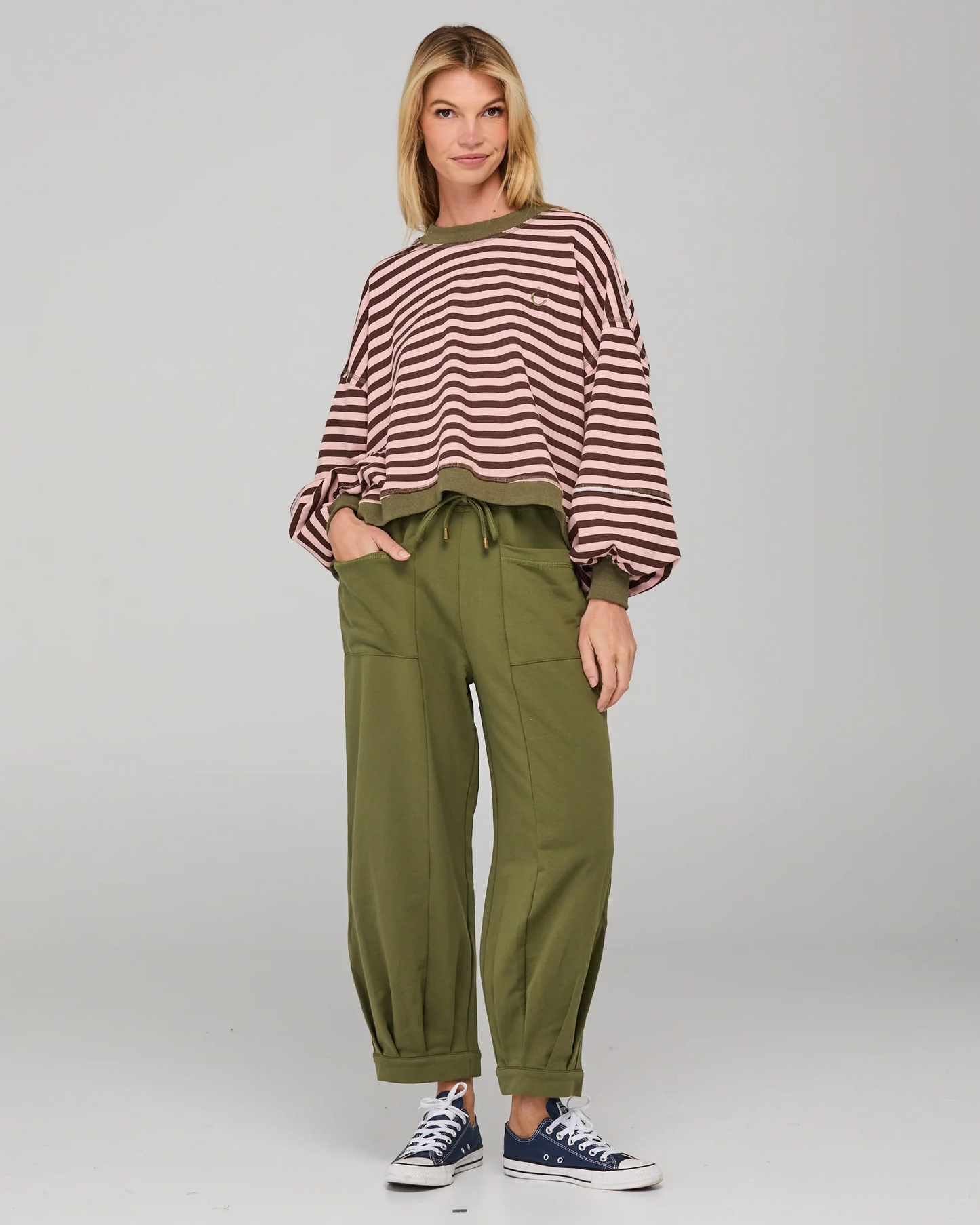 Boom Shankar Guru Sweater - Dusty Pink Stripe
