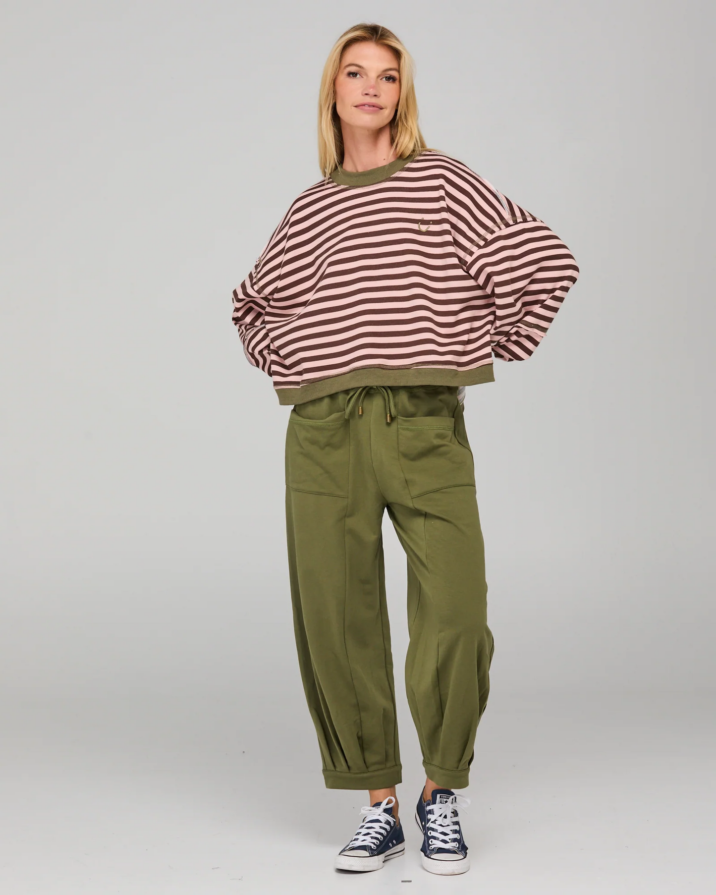 Boom Shankar Guru Sweater - Dusty Pink Stripe
