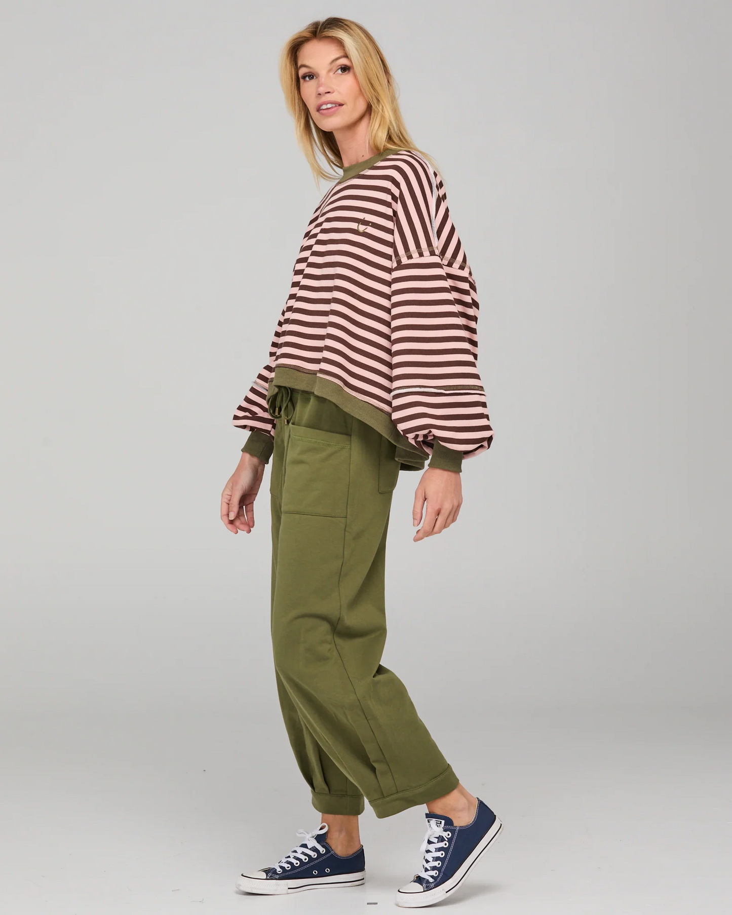 Boom Shankar Guru Sweater - Dusty Pink Stripe