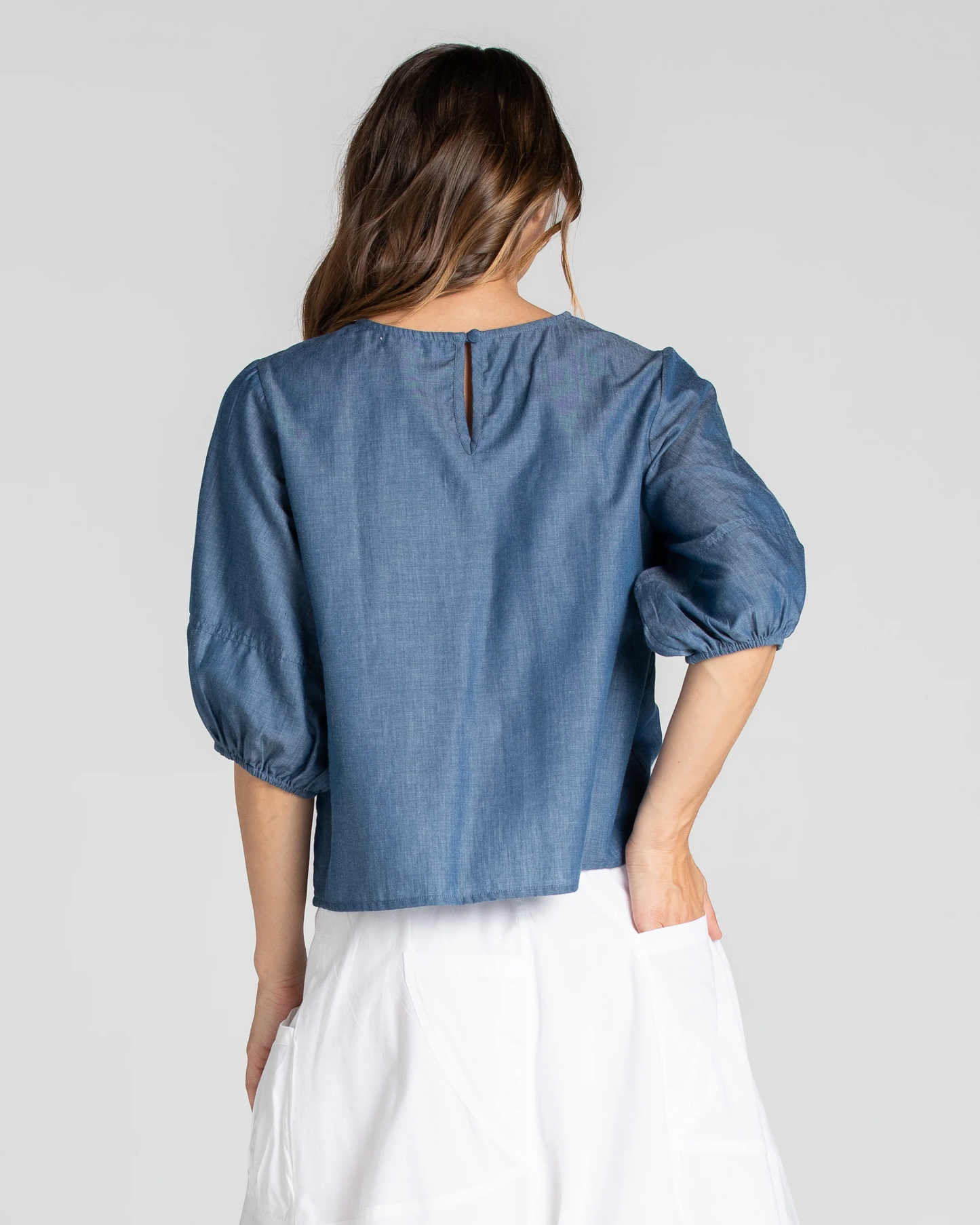 Boom Shankar Ava Top - Blue Chambray
