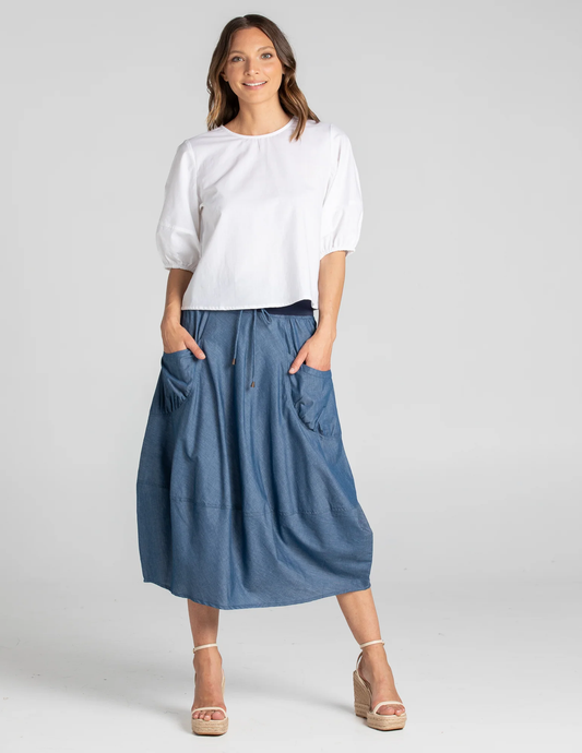 Boom Shankar Guru Skirt - Blue Chambray