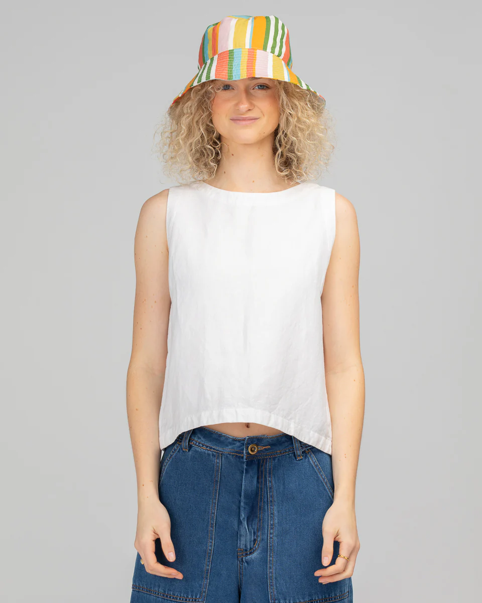 Boom Shankar Reversible Bucket Hat - Colada/Ailana Stripe