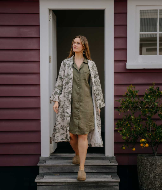 MM Linen Linen Robe - Botanical