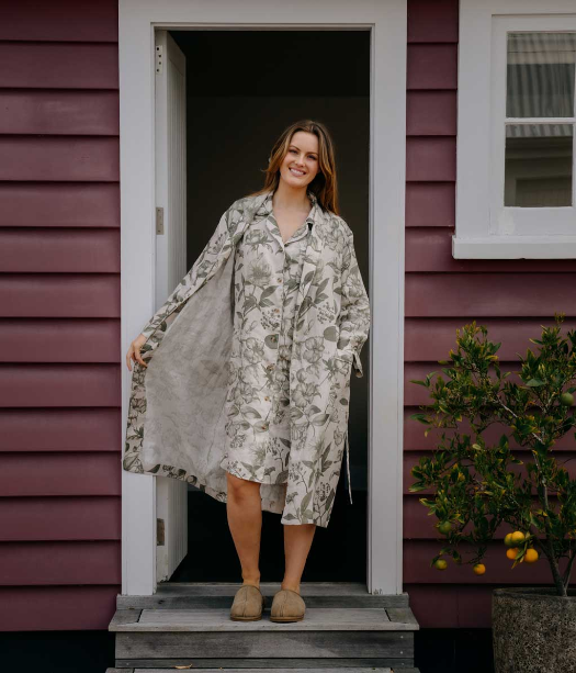 MM Linen Linen Robe - Botanical