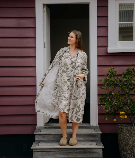 MM Linen Linen Robe - Botanical