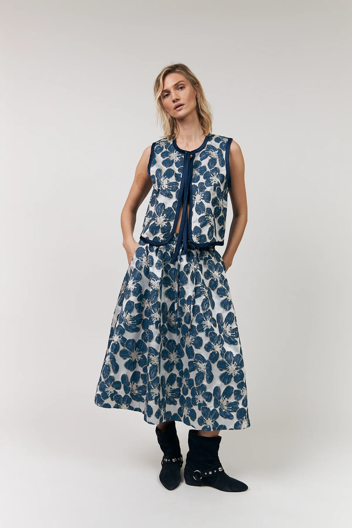 Lollys Laundry Bristol Midi Skirt - Blue