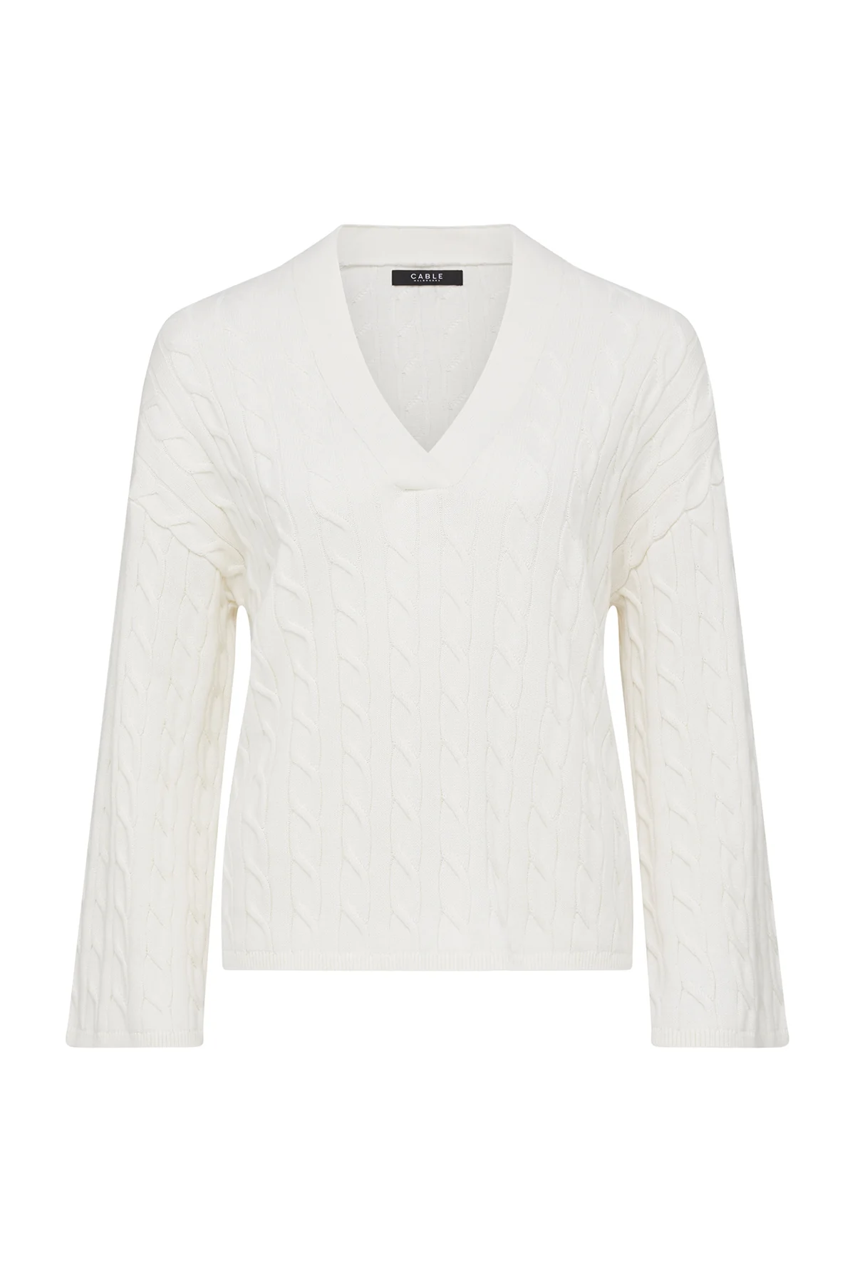 Cable Asher Cotton Jumper - Ivory