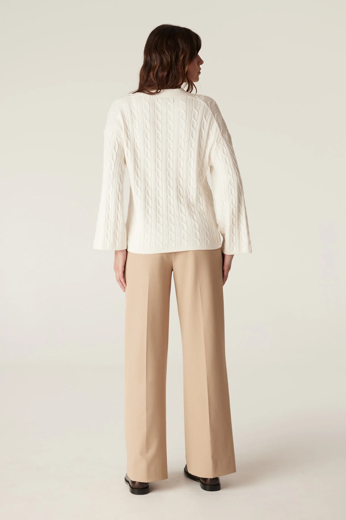 Cable Asher Cotton Jumper - Ivory