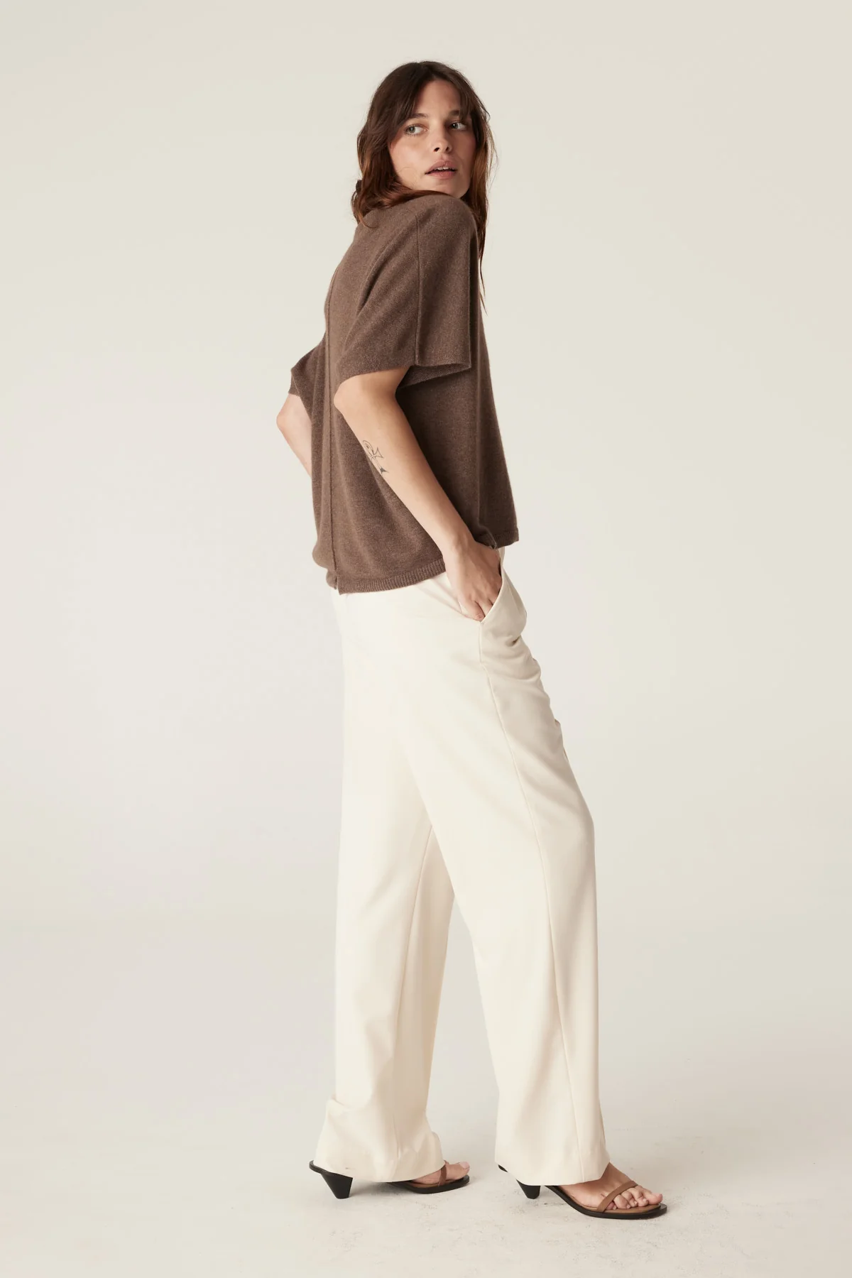 Cable Pure Cashmere Relaxed Top - Coffee