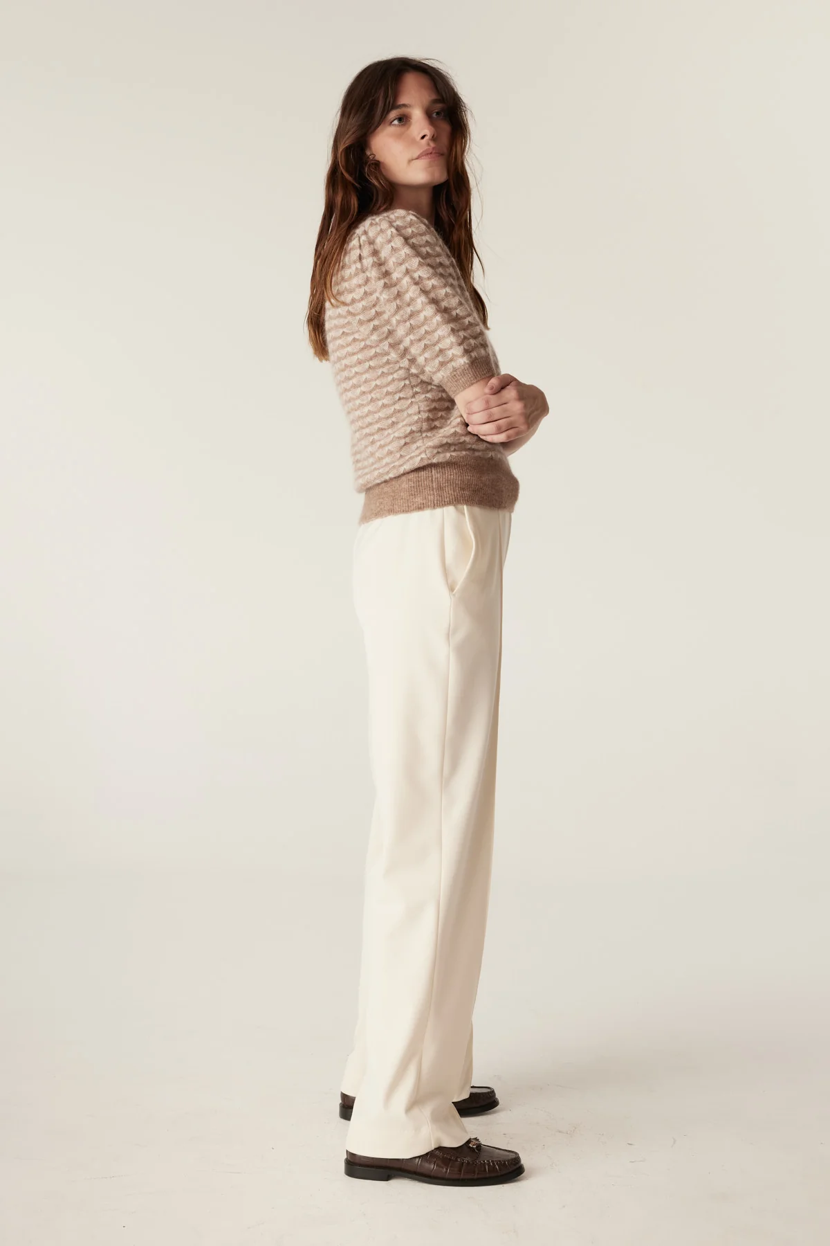 Cable Annika Mohair Top - Latte