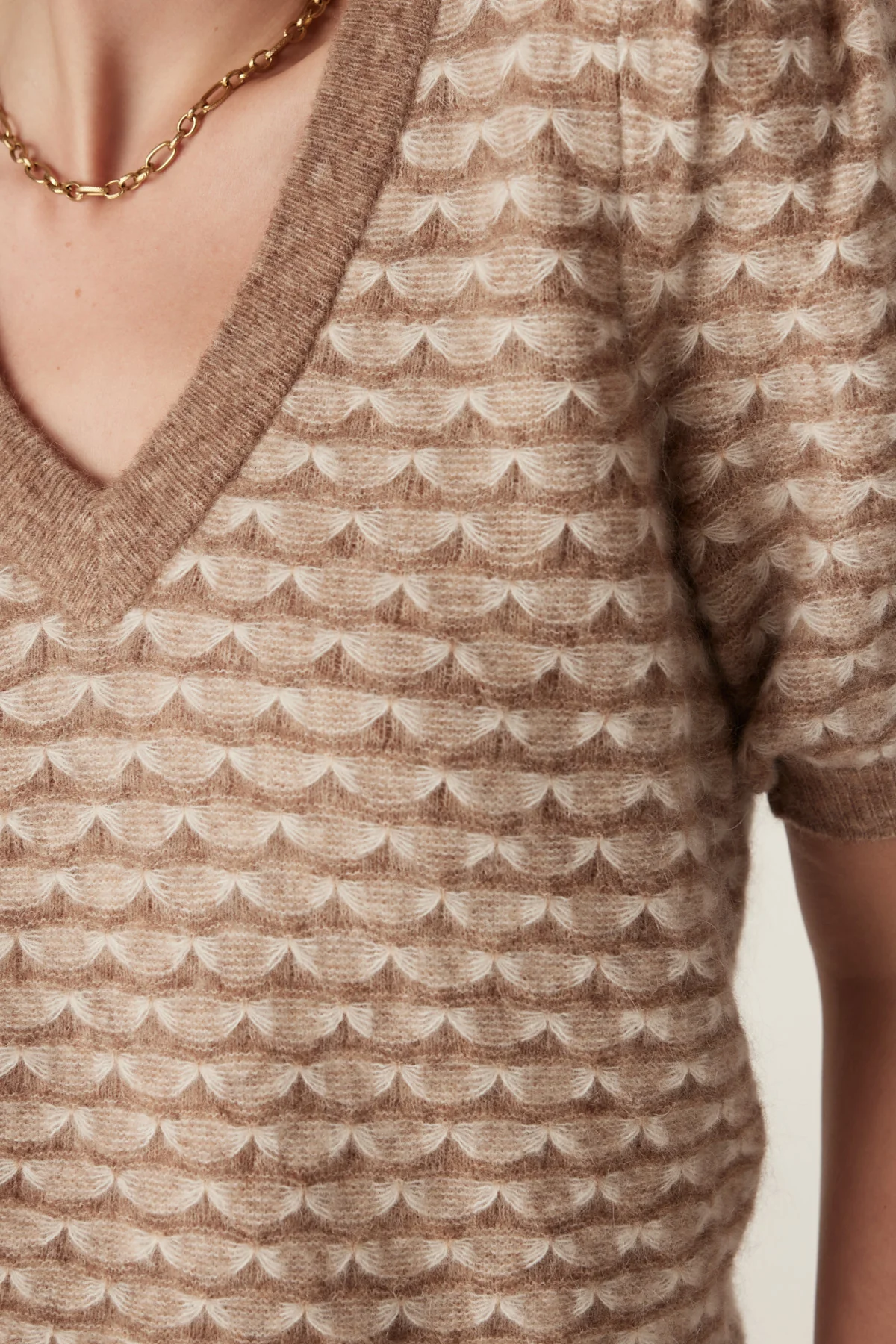 Cable Annika Mohair Top - Latte