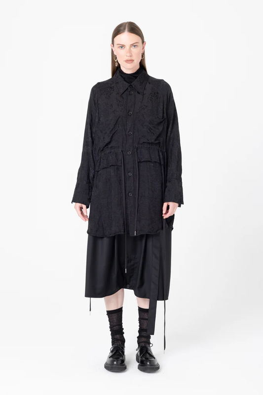 Company of Strangers Facts Shirtdress - Black Jaquard
