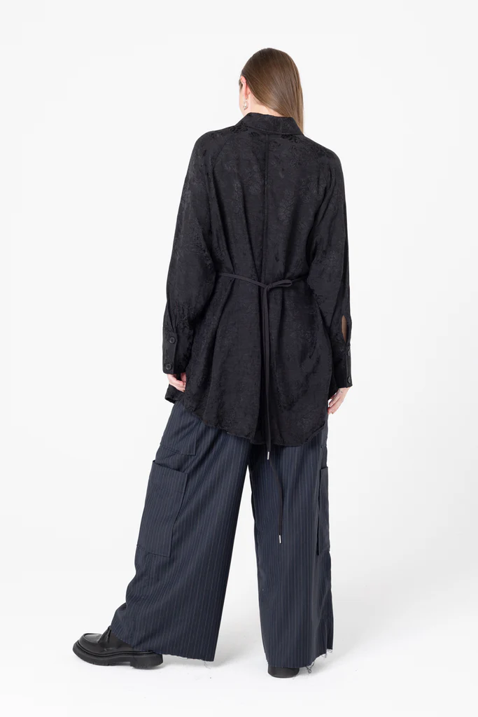 Company of Strangers Facts Shirtdress - Black Jaquard