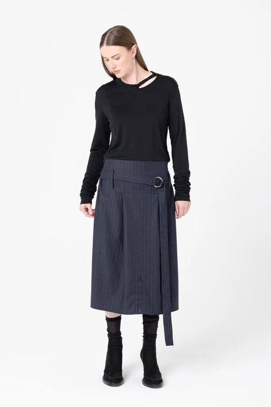 Company of Strangers Transform Skirt - Charcoal Stripe