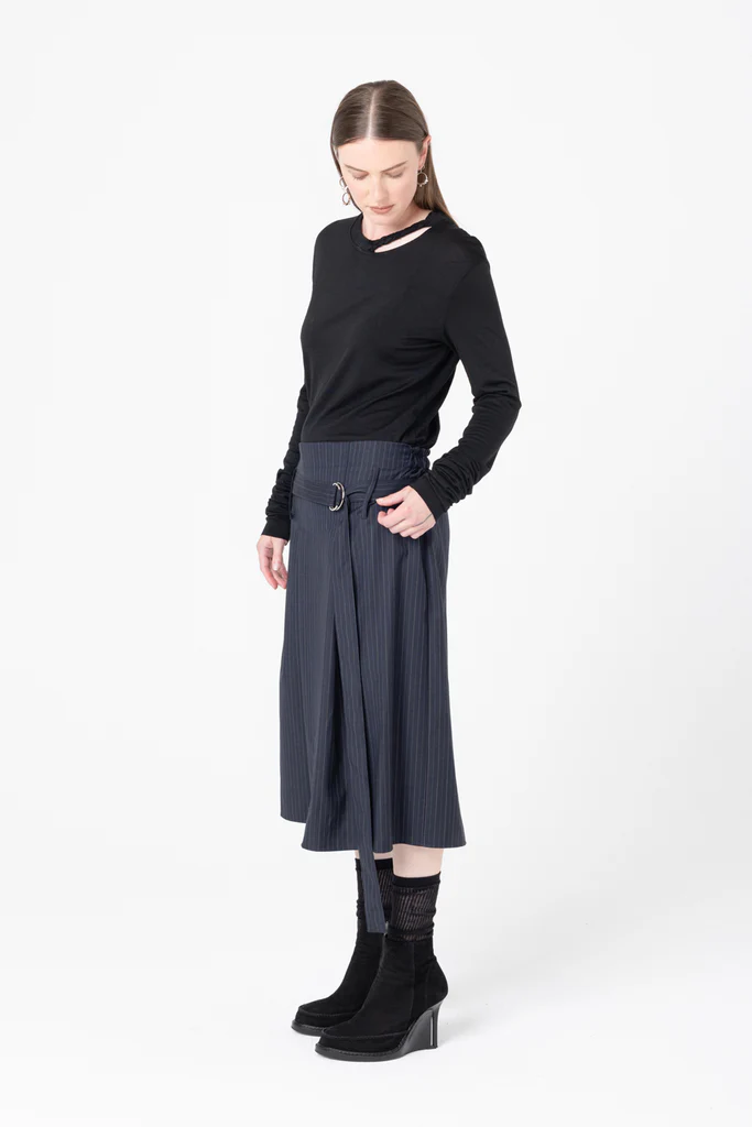 Company of Strangers Transform Skirt - Charcoal Stripe
