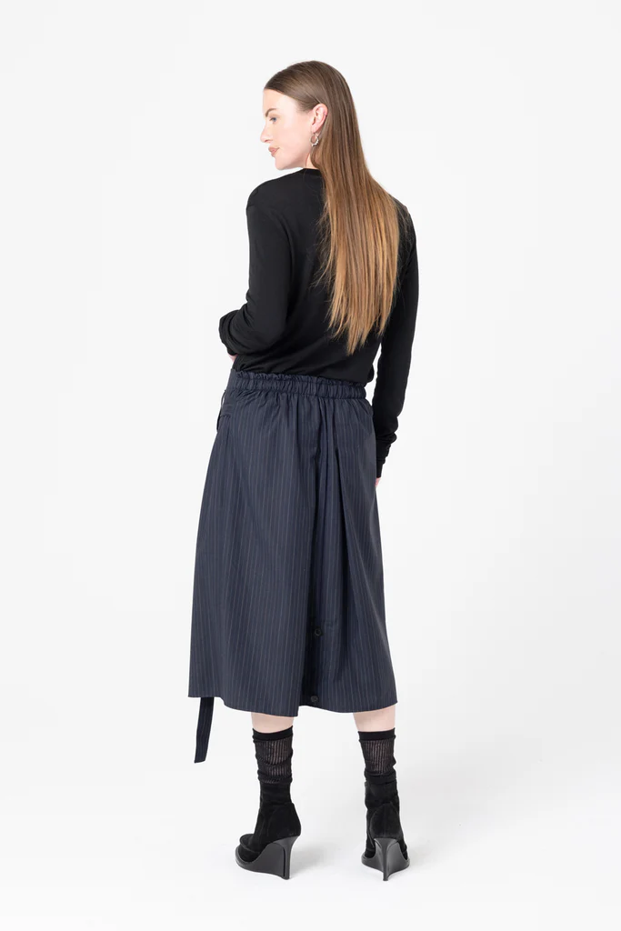 Company of Strangers Transform Skirt - Charcoal Stripe