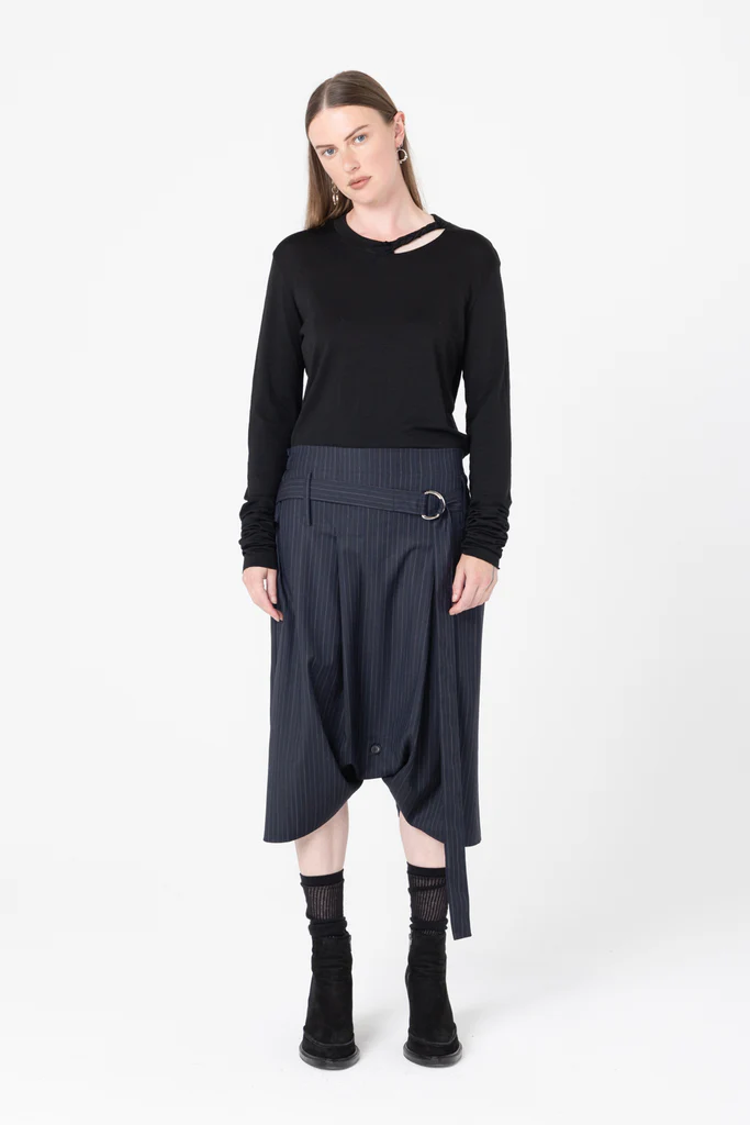 Company of Strangers Transform Skirt - Charcoal Stripe