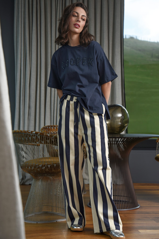 Cooper Back To Track Pant - Navy Stripe