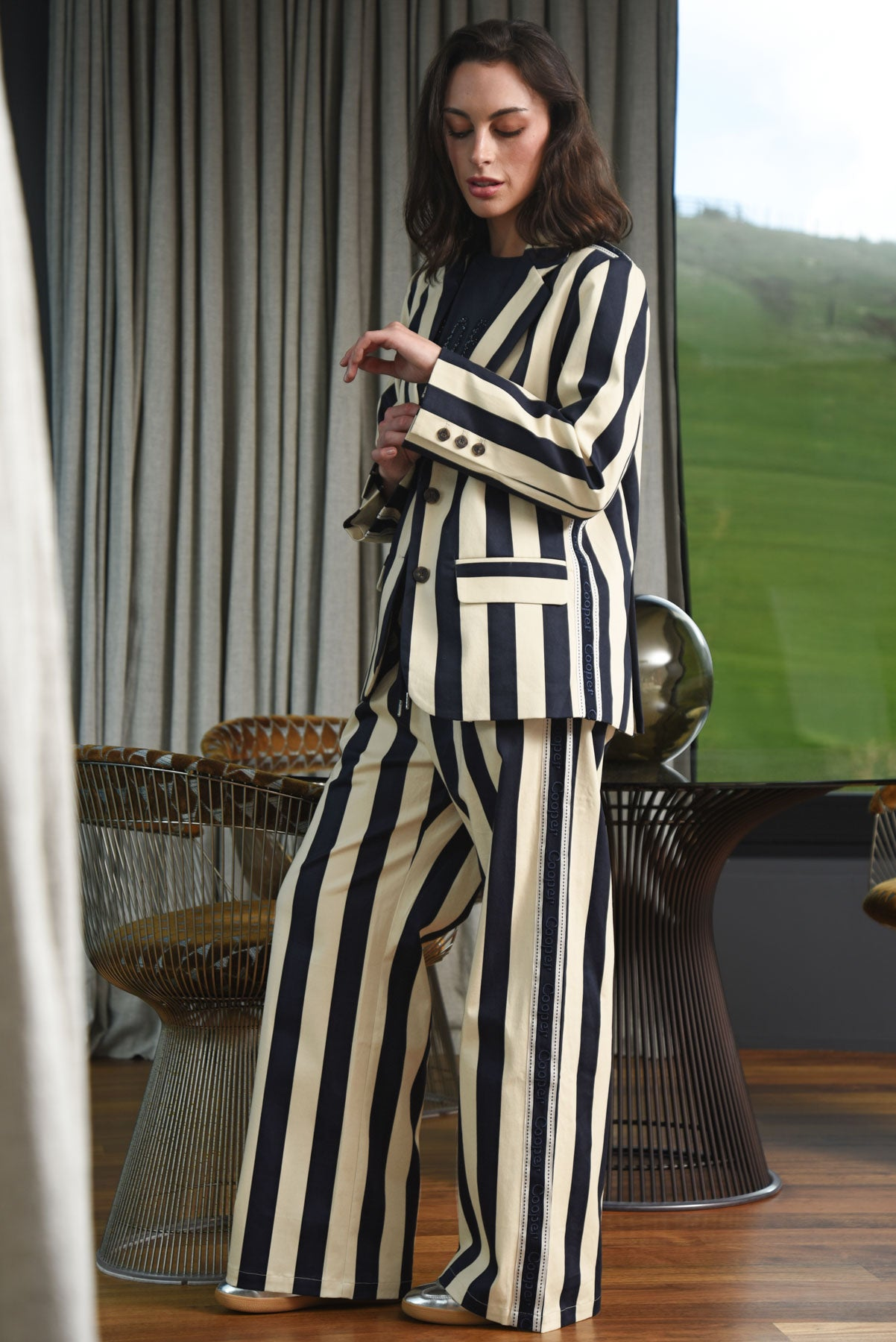 Cooper Back To Track Pant - Navy Stripe