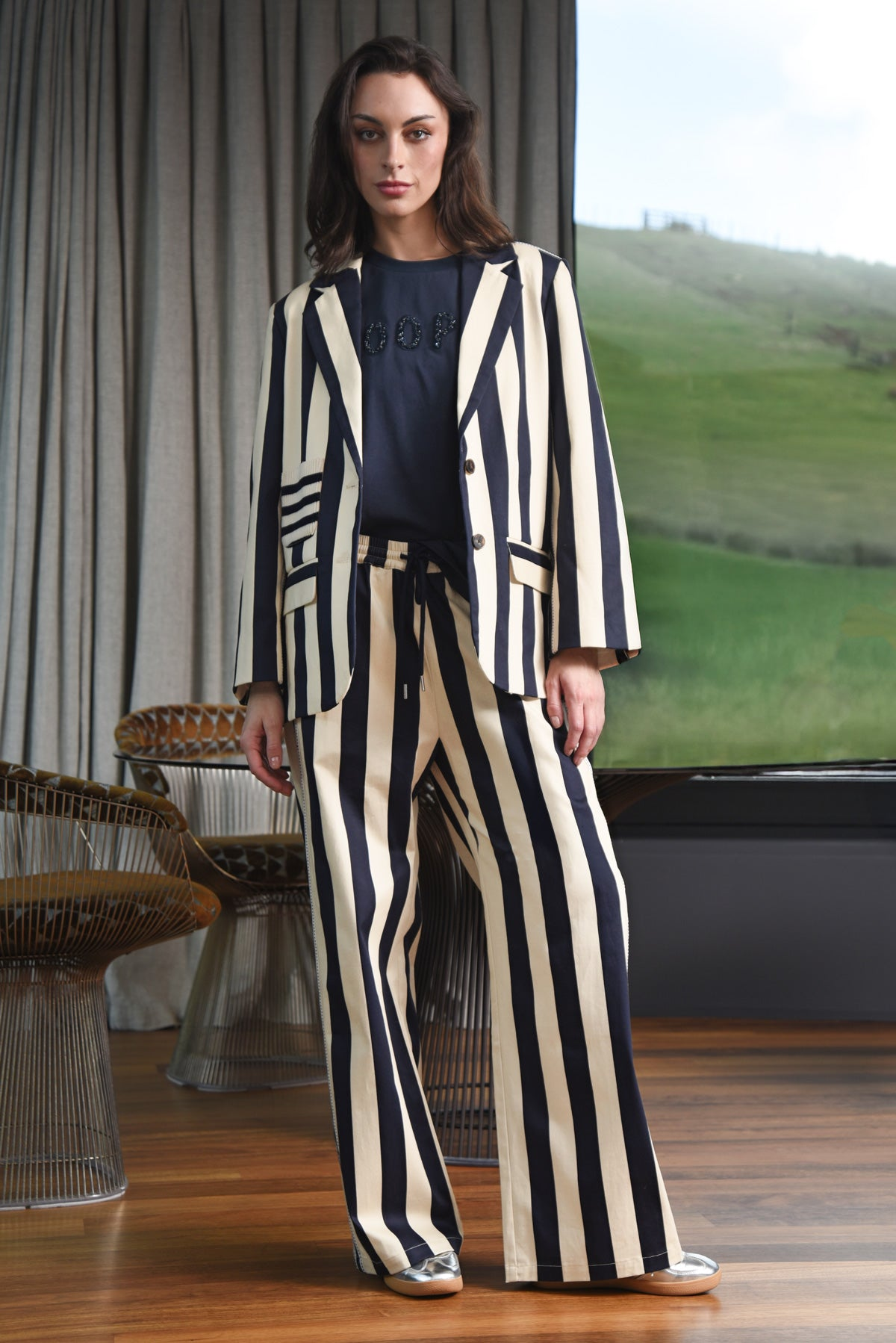 Cooper Back To Track Pant - Navy Stripe