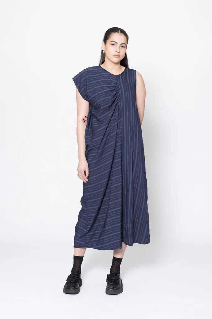 Company of Strangers Distort Dress - Navy Stripe