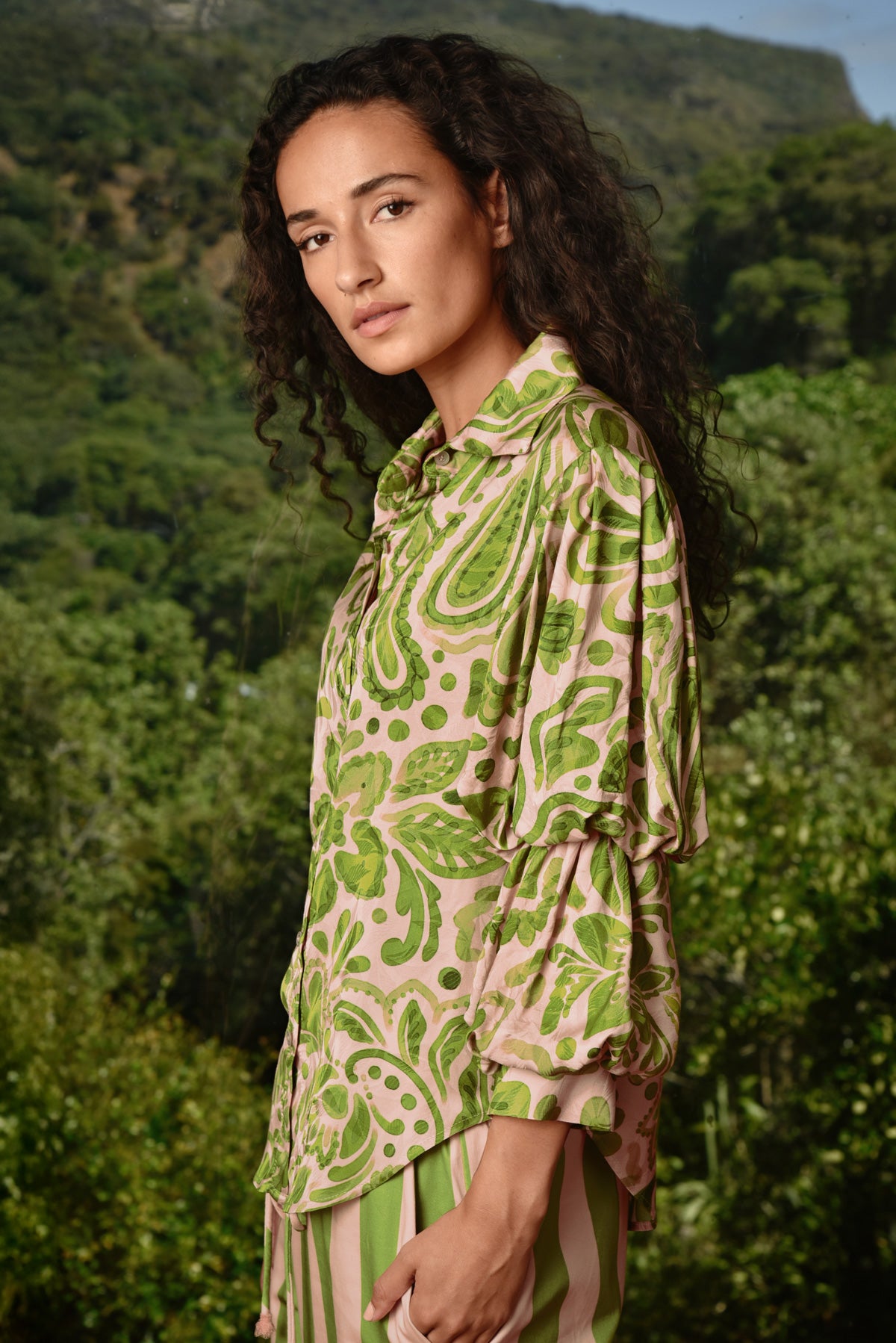 Cooper Pleat And Greet Top - Blush/Green Floral