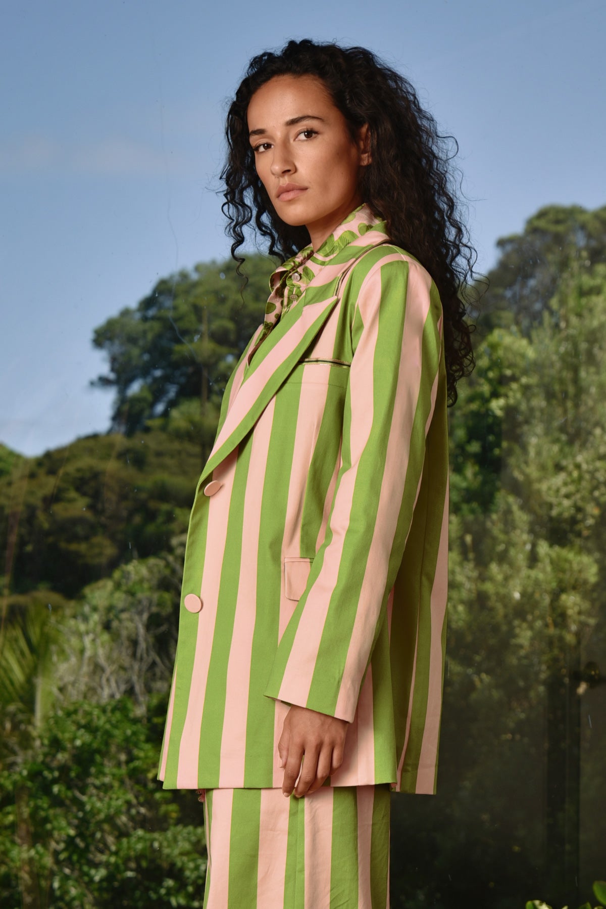 Cooper Blazer of Glory Jacket - Blush/Green Stripe