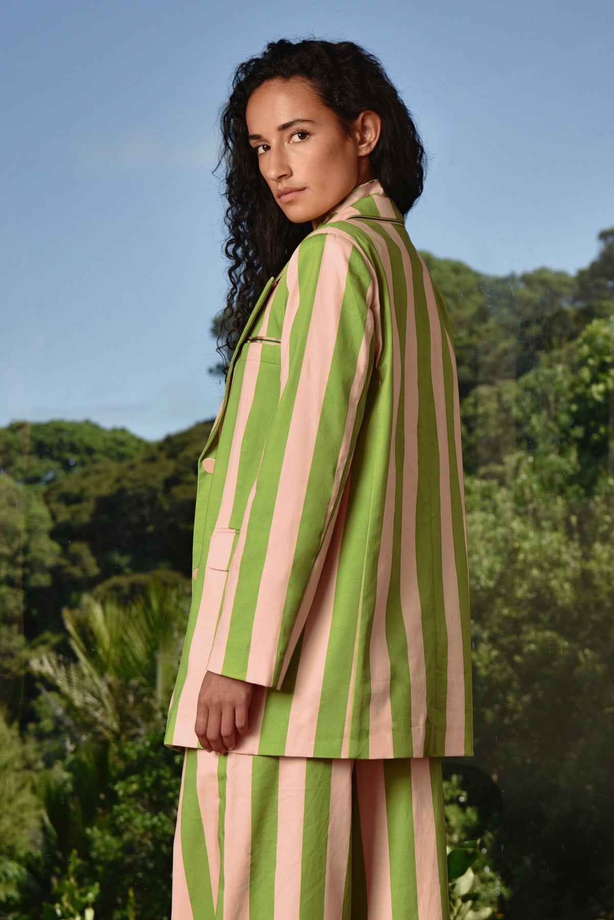 Cooper Blazer of Glory Jacket - Blush/Green Stripe