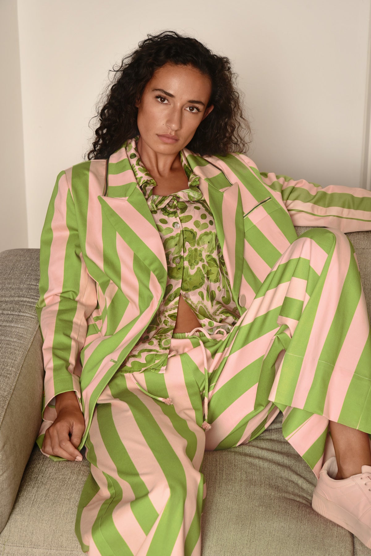 Cooper Blazer of Glory Jacket - Blush/Green Stripe