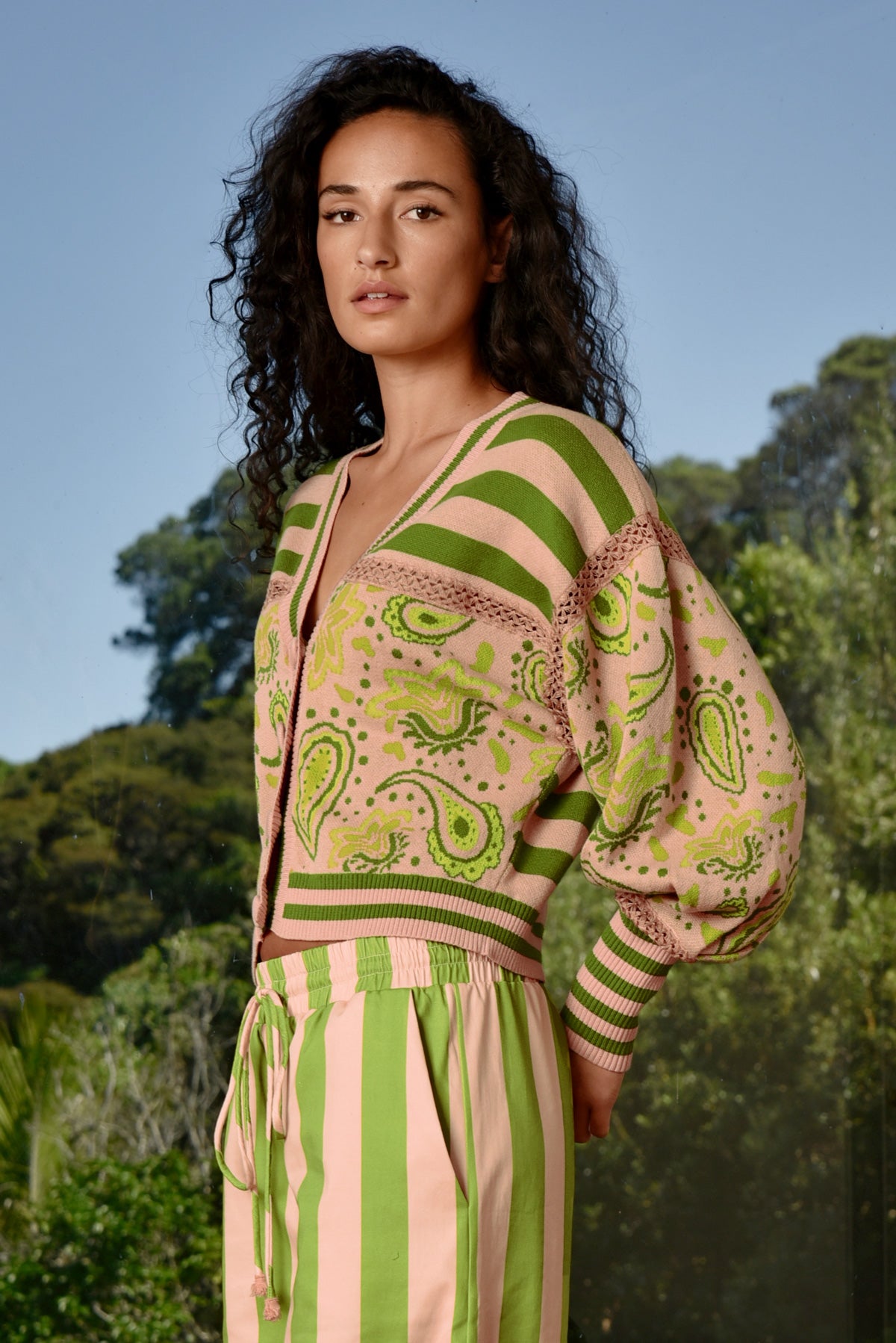 Cooper The Main Event Cardigan - Blush/Green