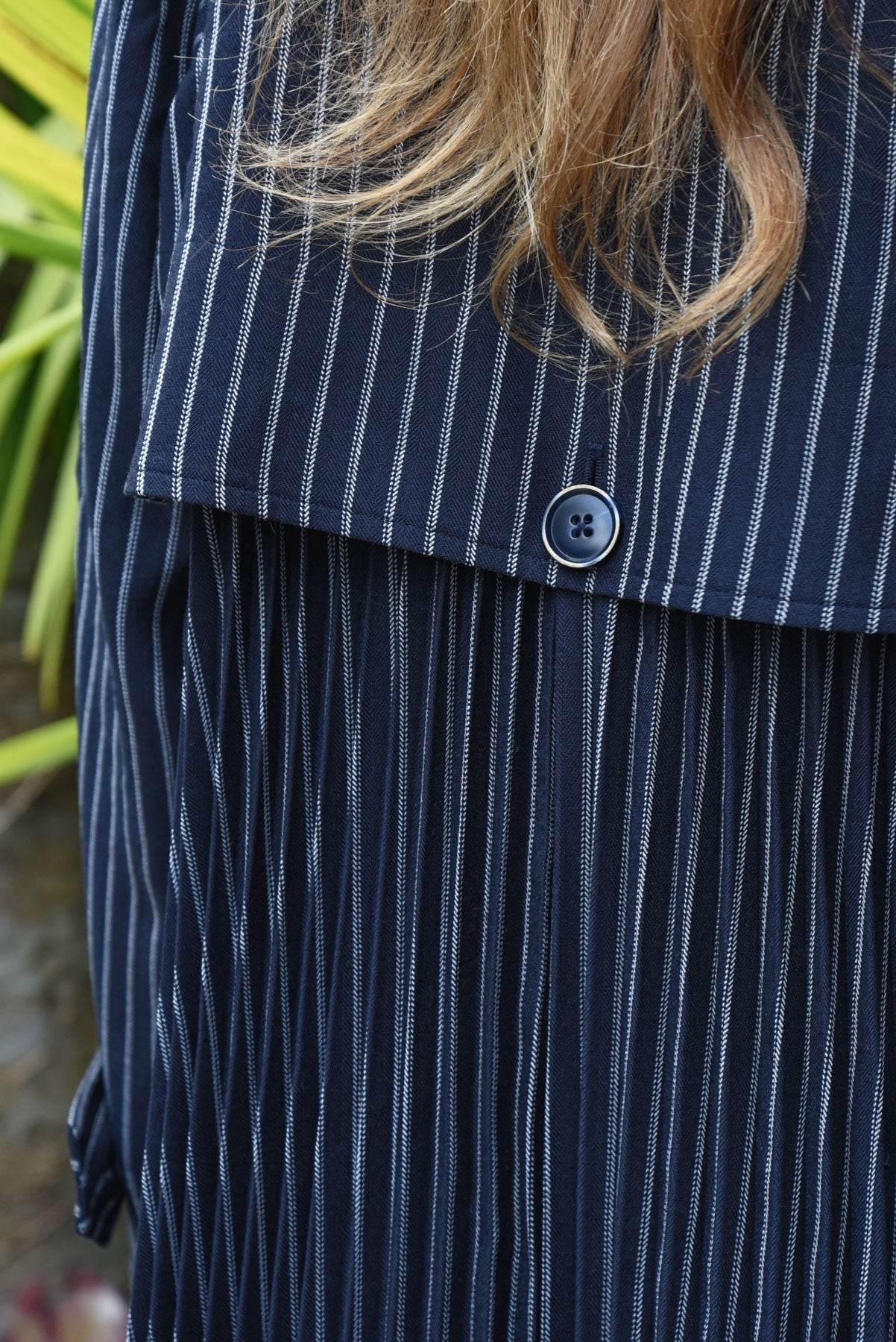 Cooper Pleating Weather Coat - Sequin Pinstripe