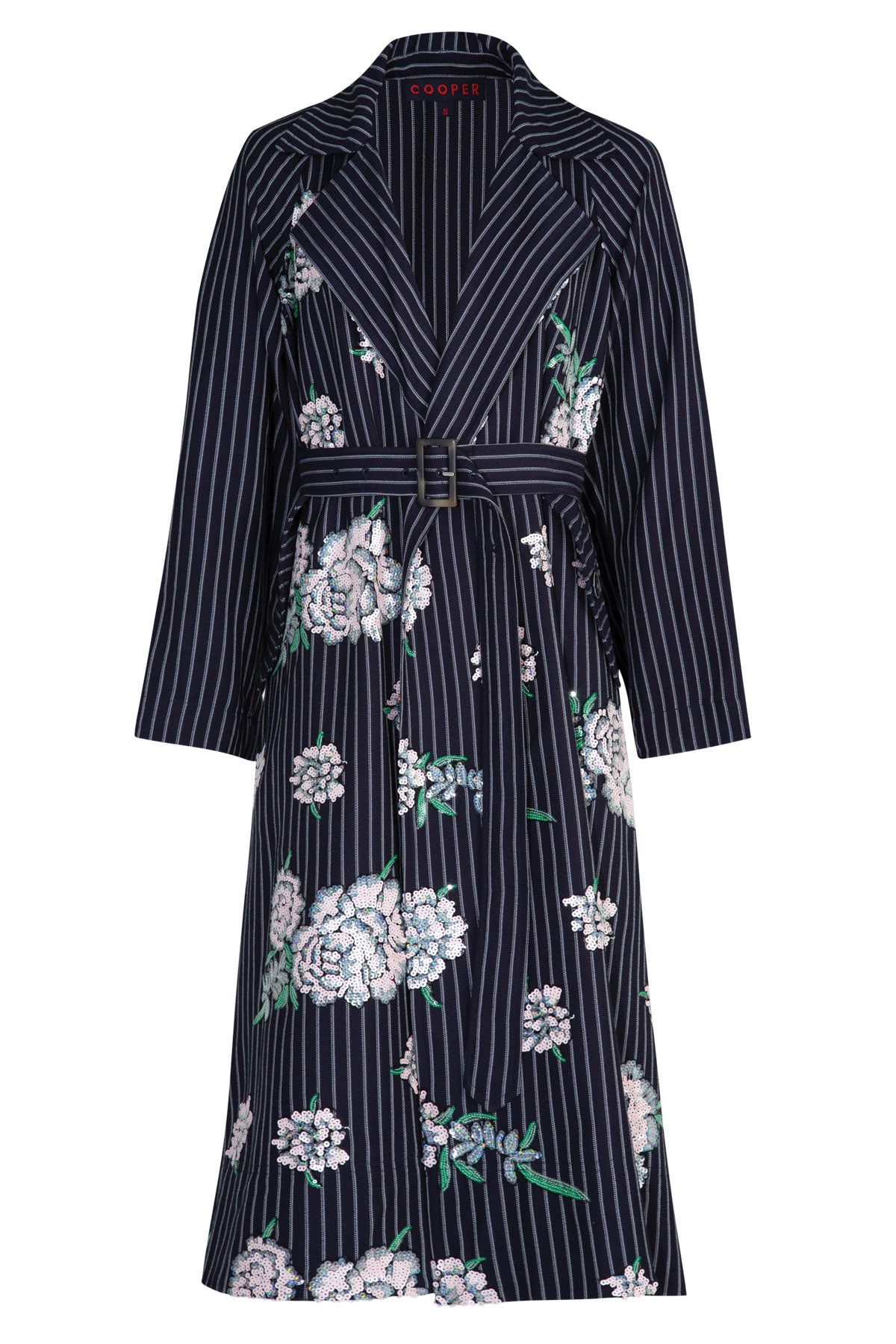 Cooper Pleating Weather Coat - Sequin Pinstripe