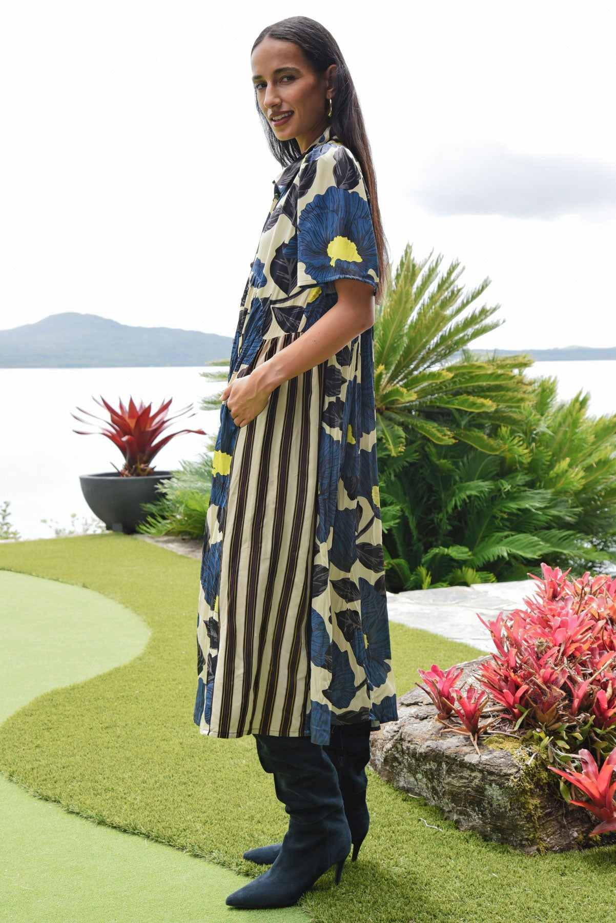 Cooper Made For Each Other Dress - Lime/Blue Floral