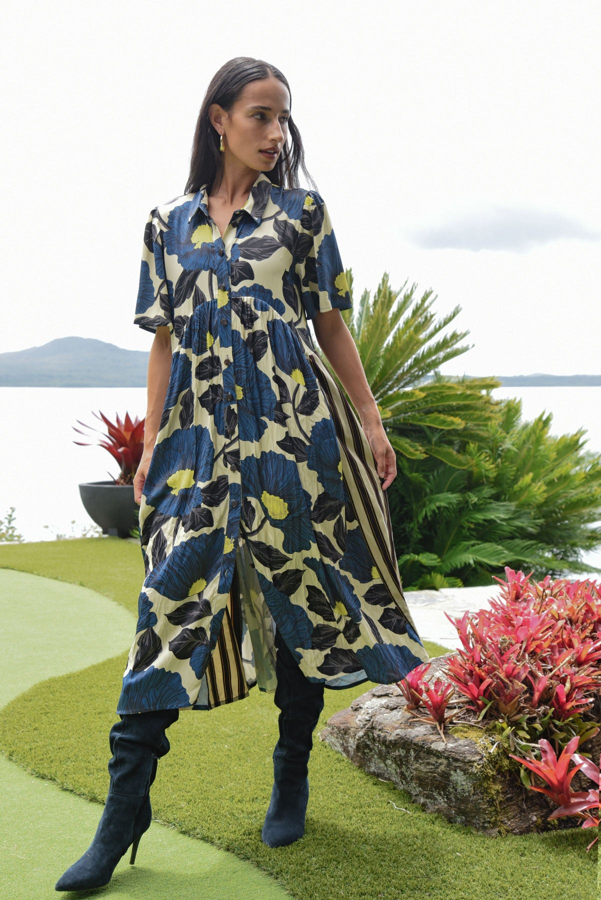 Cooper Made For Each Other Dress - Lime/Blue Floral