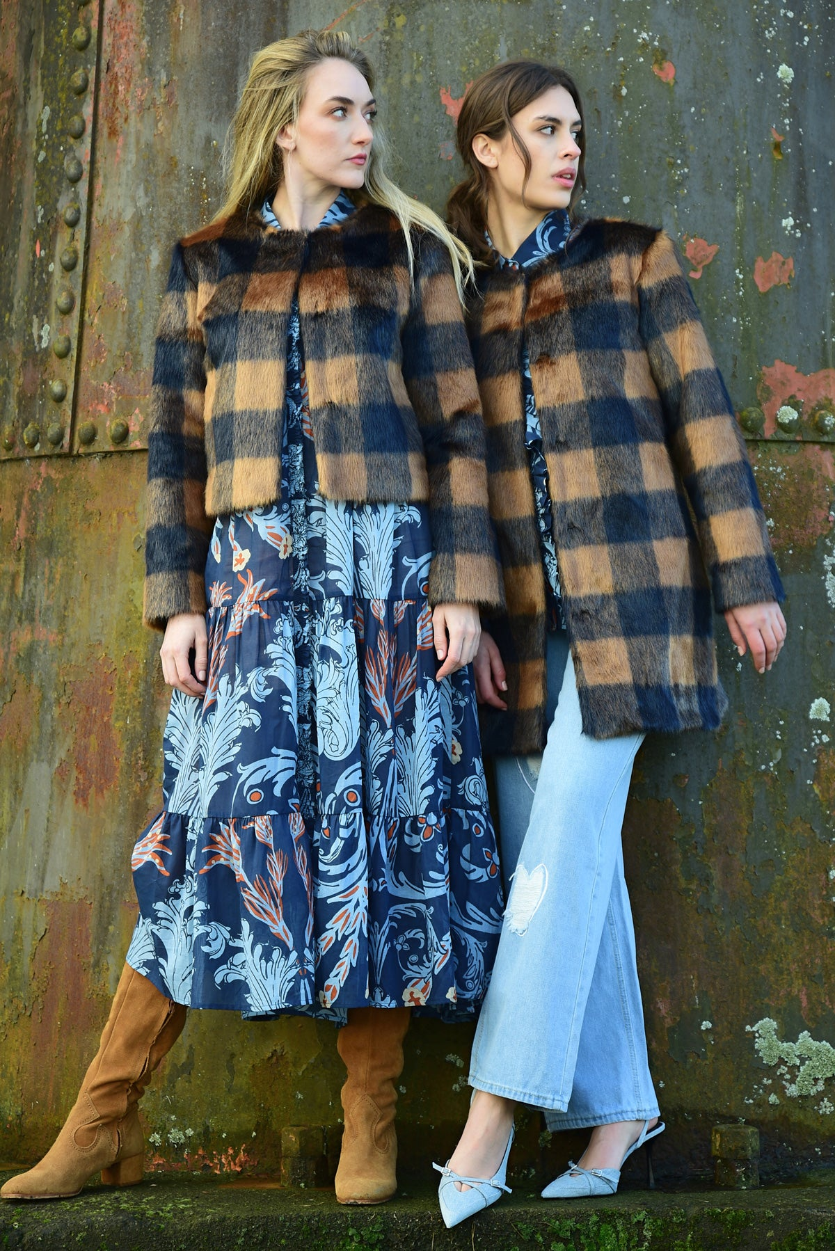Coop Longing Fur You Coat - Navy Check