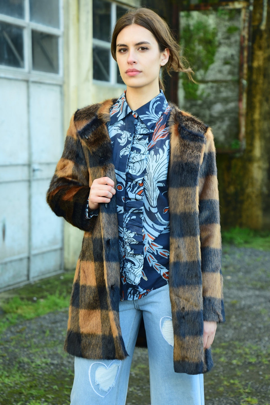 Coop Longing Fur You Coat - Navy Check